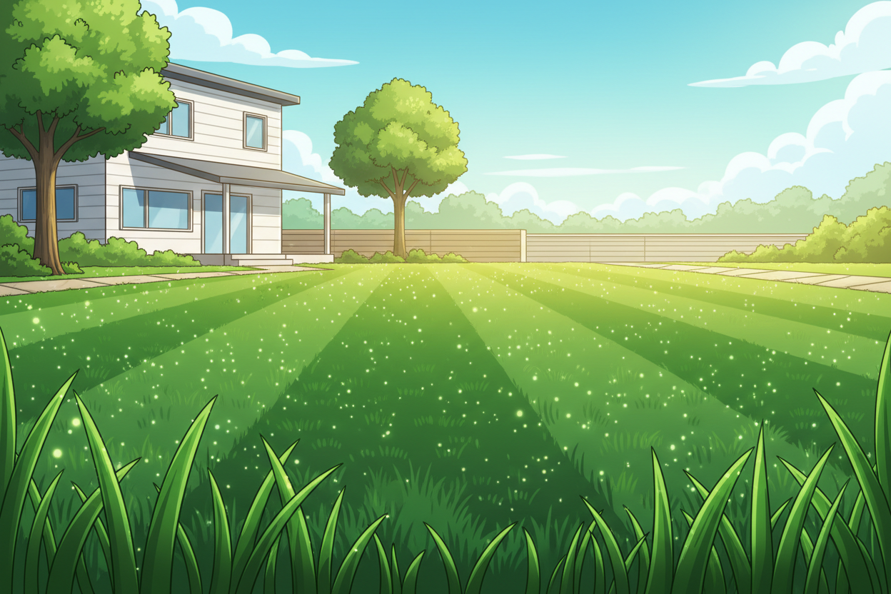 No animals, just a backyard with an obvious but grass